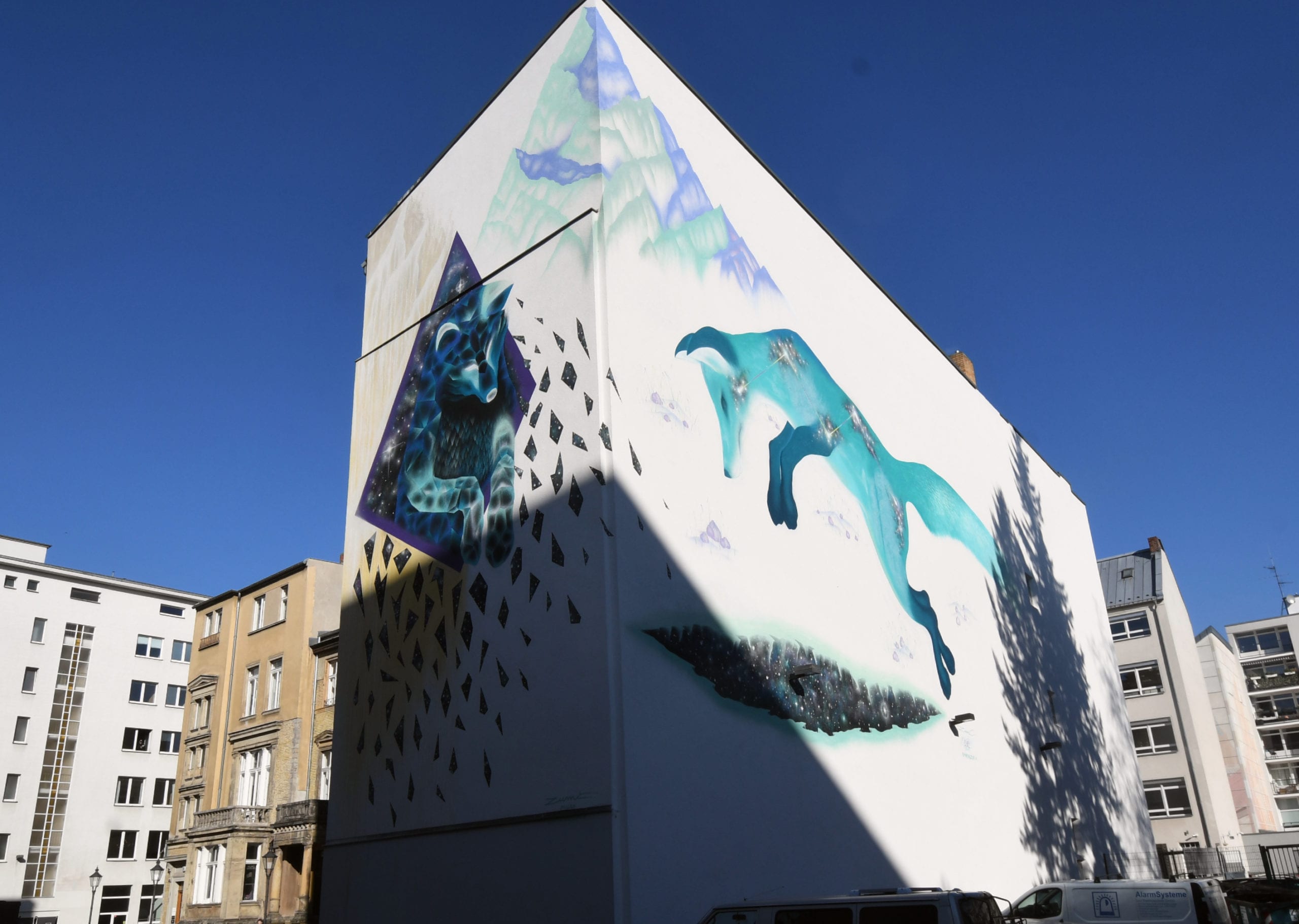 Fuchs-Mural an zwei Wänden