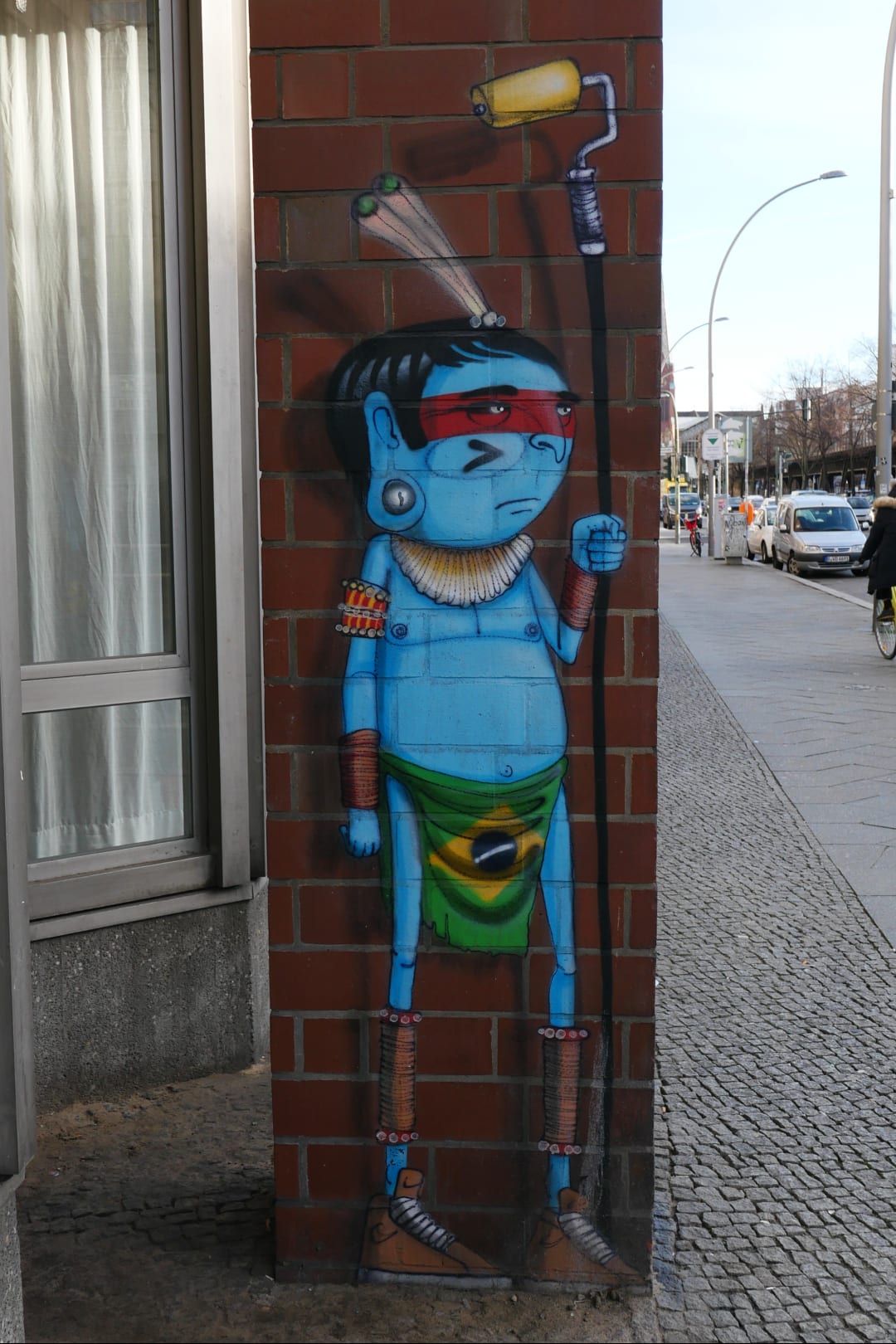 Blauer Indianer Streetart