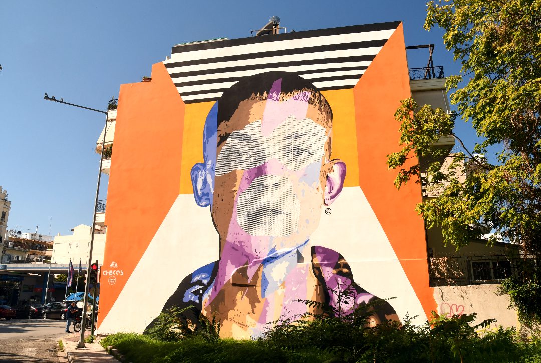 Mural eines Jungengesichts